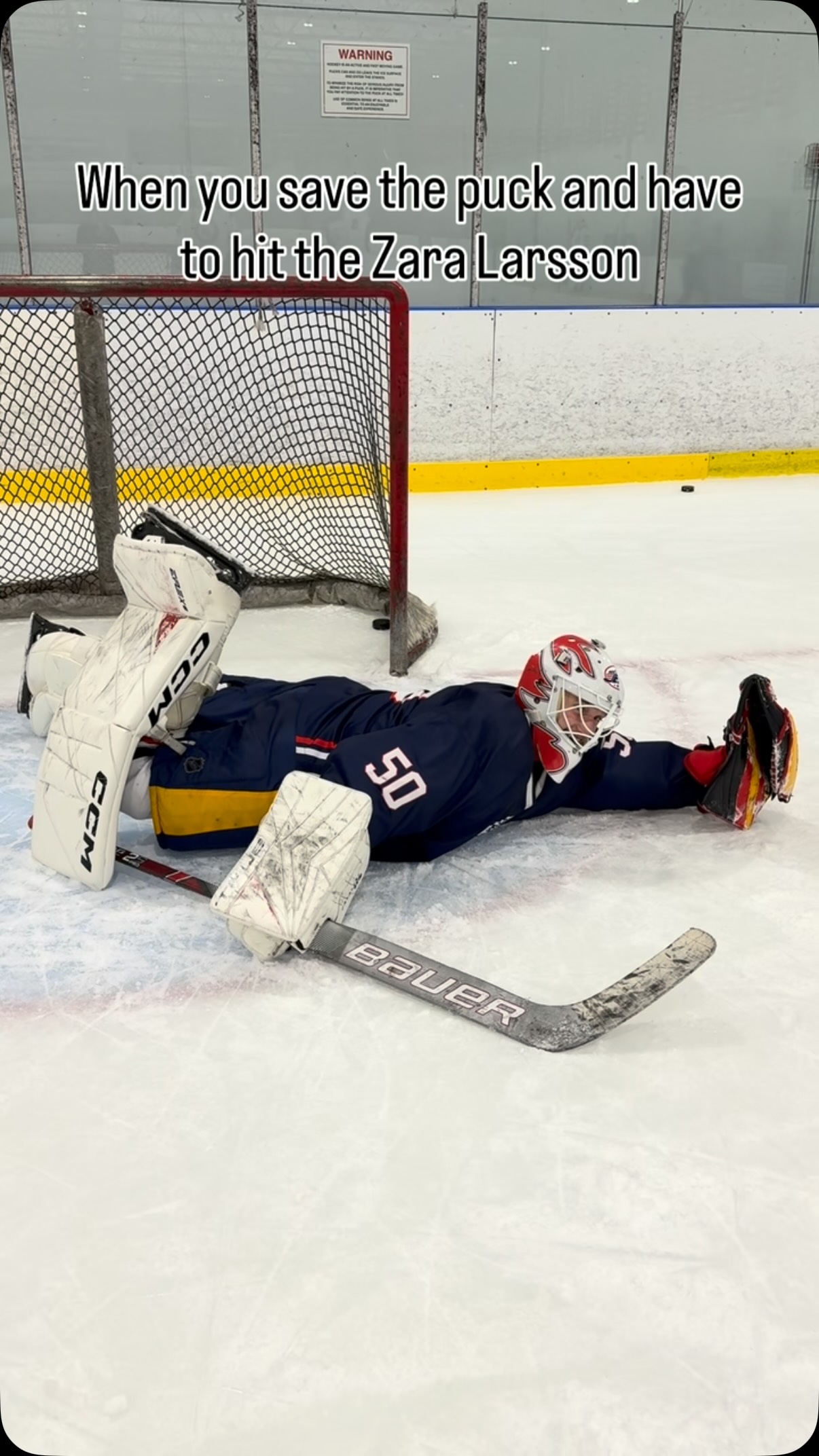 Anything to stop the puck🫡

#metrojets #juniorhockey #usphl #goalie #zaralarsson