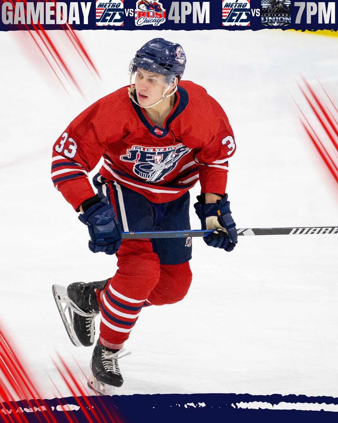 🚌🚨Jets travel to Chicago for 2!🚨

🏒 Watch live on blackbearsports.tv ! 

Premier vs. Chicago Crush
⏰ 4:00 PM CST
📍 Summit Ice Arena

NCDC vs. Chicago Union
⏰ 7:00 PM CST
📍 Summit Ice Arena

#metrojets #usphl #playlikebray #jetsnation