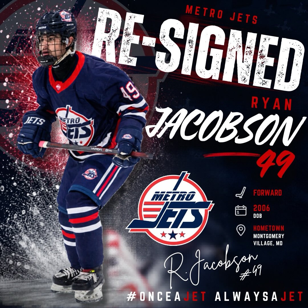 🔔 PLAYER SIGNING 🔔
The #MetroJets are thrilled to announce the re-signing of forward Ryan Jacobson for the 2026-27 season!
Over the last two seasons with #JetsNation, Jacobson has posted 10 goals and 15 assists for 25 points in 82 regular-season games.
Ryan’s game keeps improving immersed in our development model with more to come this next season!
Welcome back to Mount Clemens Ice Arena!
#PlayLikeBray
