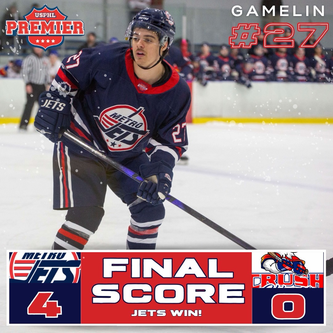4-0 FINAL 🚨

The Jets Premier shut out Chicago Crush with goals from #27 Gamelin, #45 Reed, #22 Smith, and #11 Staskowski.

#80 Jack Dersken earns his first junior shutout, while the Jets outshot Chicago 47-25. 🔥