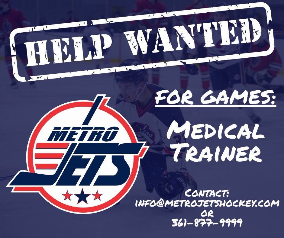 🚨 METRO JETS ARE HIRING! 🚨
The Metro Jets are looking for a Medical Trainer to help provide game-day coverage throughout the season. 🏒
💰 This is a paid position.
If you’re interested or know someone who may be a great fit, please reach out with any questions or for more information!
✉️ info@metrojetshockey.com
📱 361-877-9999
Please feel free to share!
#metrojets #juniorhockey #hiring #collegeready