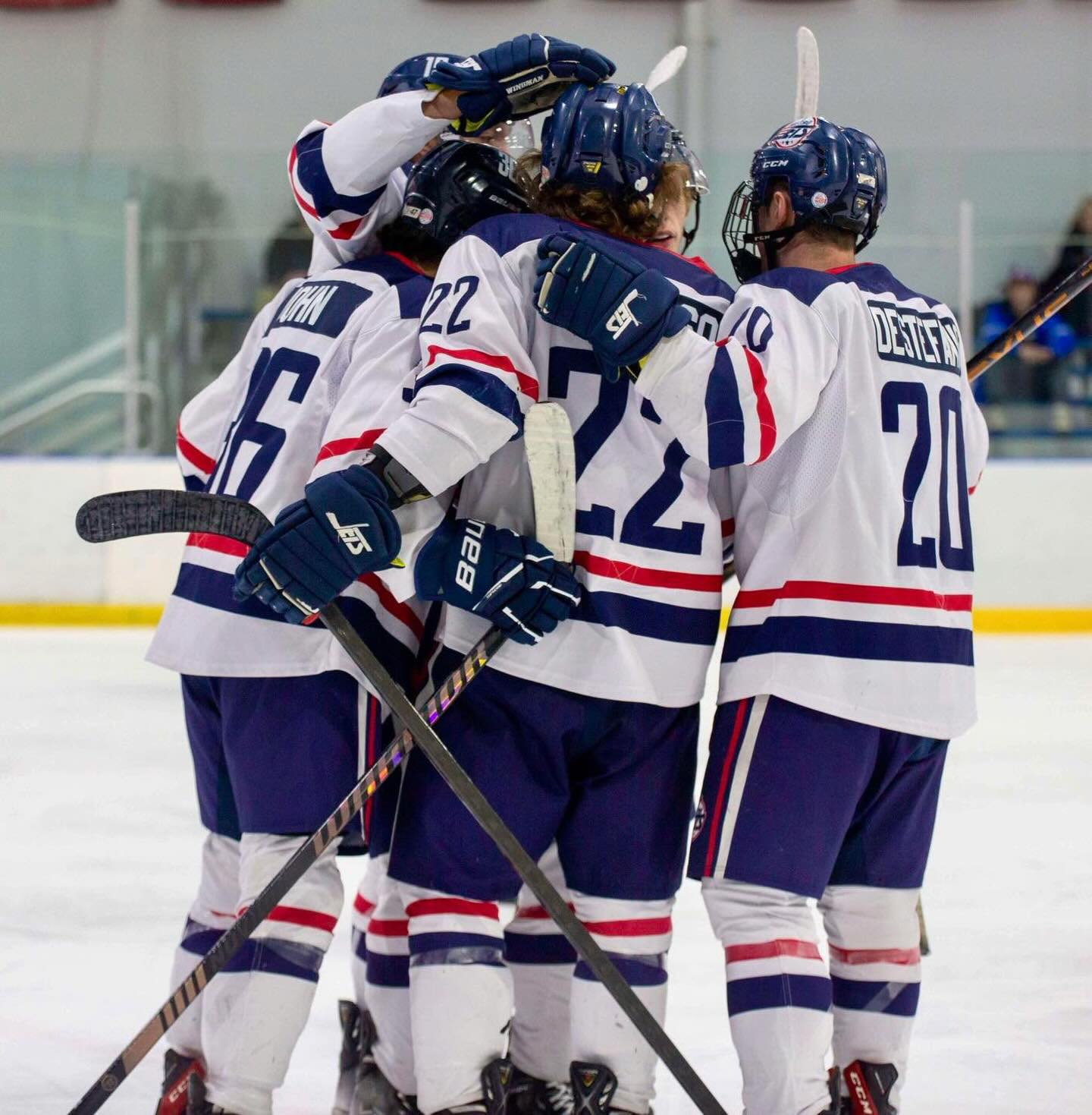 Players from the #MJDP team get together after a goal during the team’s 6-1 win over the Chicago Crush on February 23, 2024, at Mount Clemens Ice Arena. 
 
#CellySunday #PlayLikeBray
