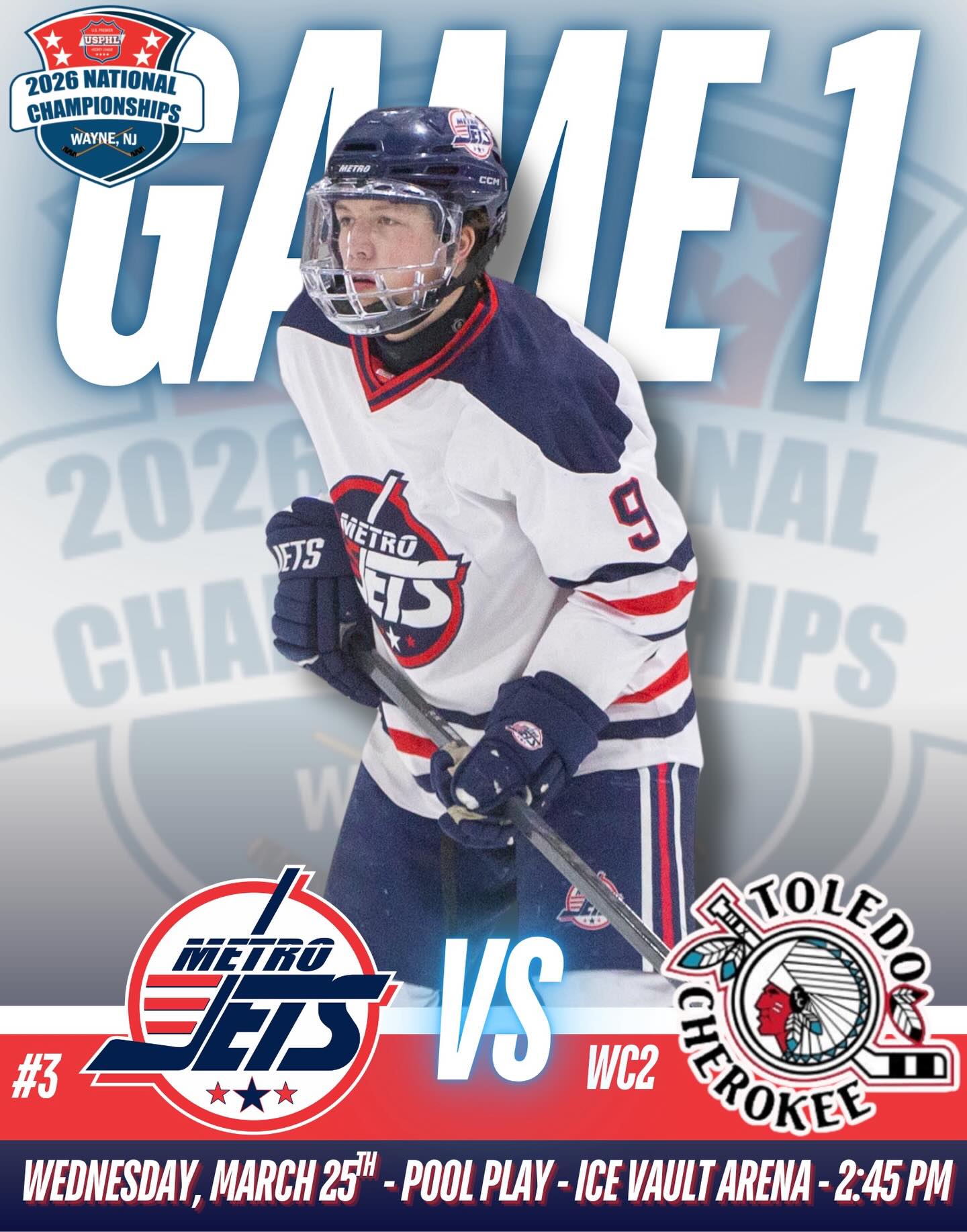 ‼️ THE OPENER ‼️
The #MetroJets open #USPHLNationals today at 2:45pm against our friends from Ohio.
Stream the game at BlackBearSports.tv and check the comments for updates.
Let’s do this, boys!
#PlayLikeBray