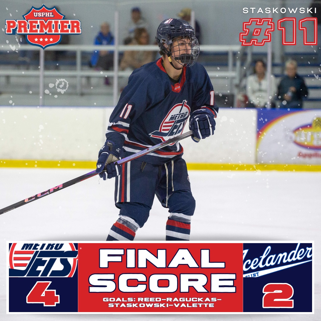 4-2 Win! 🏒 ✅ Jets take down the Icelanders in Flint for their 8th straight game with a point. Make that 7 Wins in row for a 7-0-1 record heading into the weekend!
🚨🚨🚨🚨Goal Scorers: #45 Reed - #11 Staskowski - #42 Raguckas - #92 Valette
Win 🥅: #90 Paradis (31 saves)