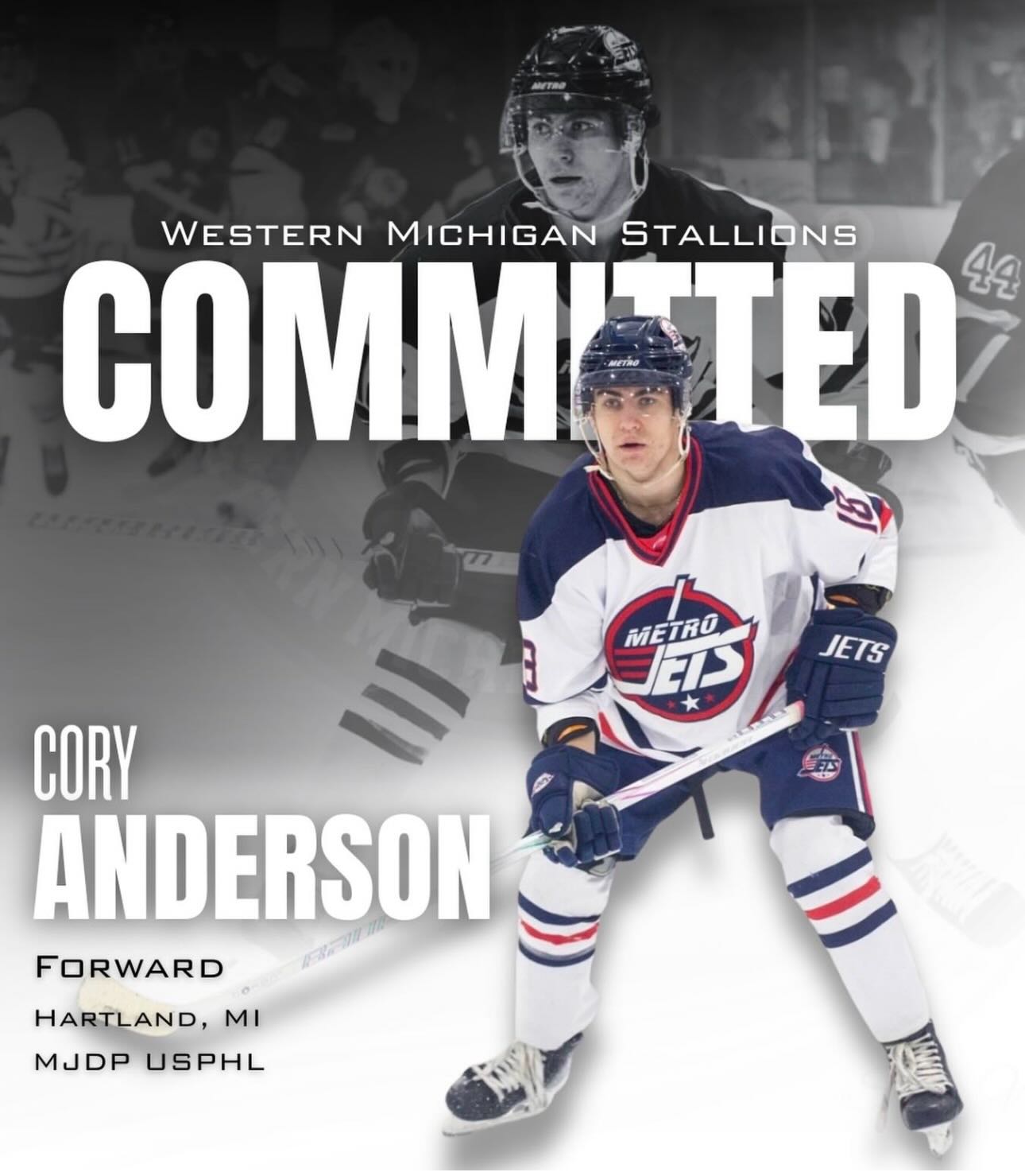 🔔 COMMITMENT ALERTS 🔔 

We have 3️⃣ #MetroJets college commitments for you today!

Cory Anderson is off to Western Michigan, while Lucas Benavides-Forte and Ben McClaine will play for the new St. Thomas program in their home state of Florida!

These guys dug in this past season and improved their games to get noticed by college hockey programs.

Congratulations and best of luck to all three!

#JettingToCollegeHockey #OnceAJetAlwaysAJet ✈️ #PlayLikeBray