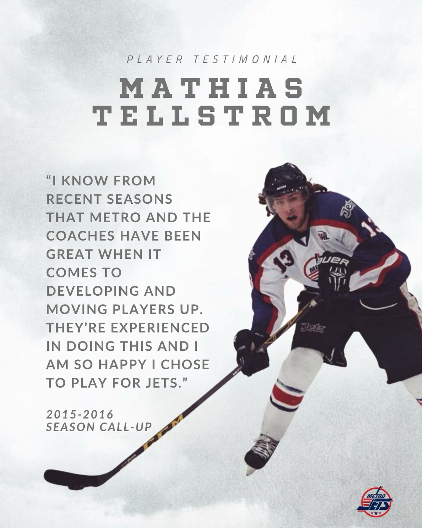 Player Testimonial: Mathias Tellstrom 🏒
Take a look back at Mathias Tellstrom’s time with the Jets, where his development and strong play helped him advance to higher levels. During the 2015-16 season, Mathias earned multiple call-ups, putting the Jets’ development process into action.
From development to advancement, Mathias’ story is a great example of what the process can look like when players put in the work and take advantage of the opportunities in front of them. 👏
#metrojets #playlikebray