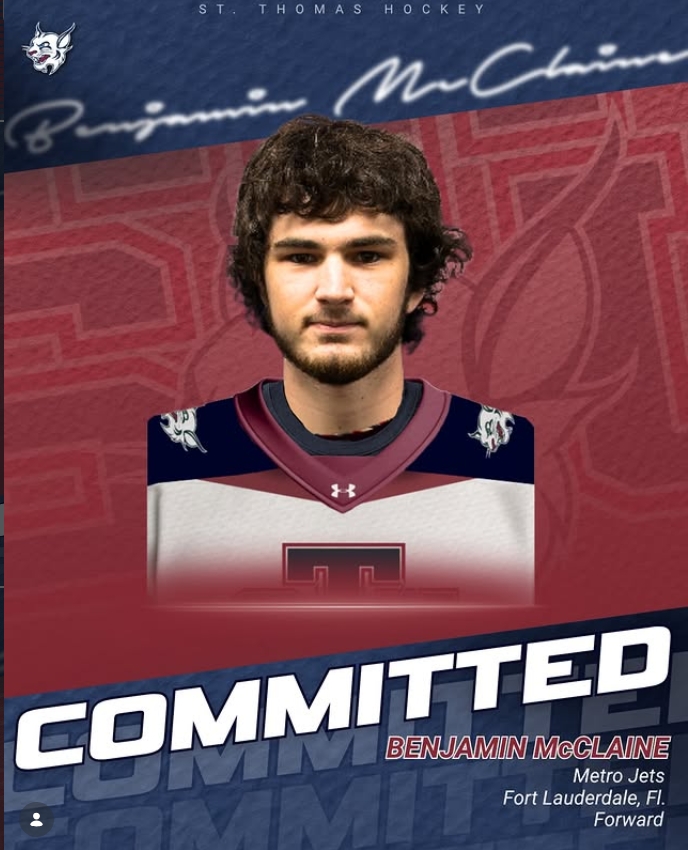 Jets forward McClaine commits to new Florida college hockey program at St. Thomas University