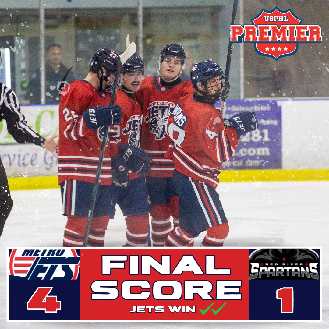 Make that a sweep! Jets take down Red River to keep the streak alive! 10 in a row! Record now sits at 10-0-1.... See you in Fort Wayne tomorrow for another division tilt!